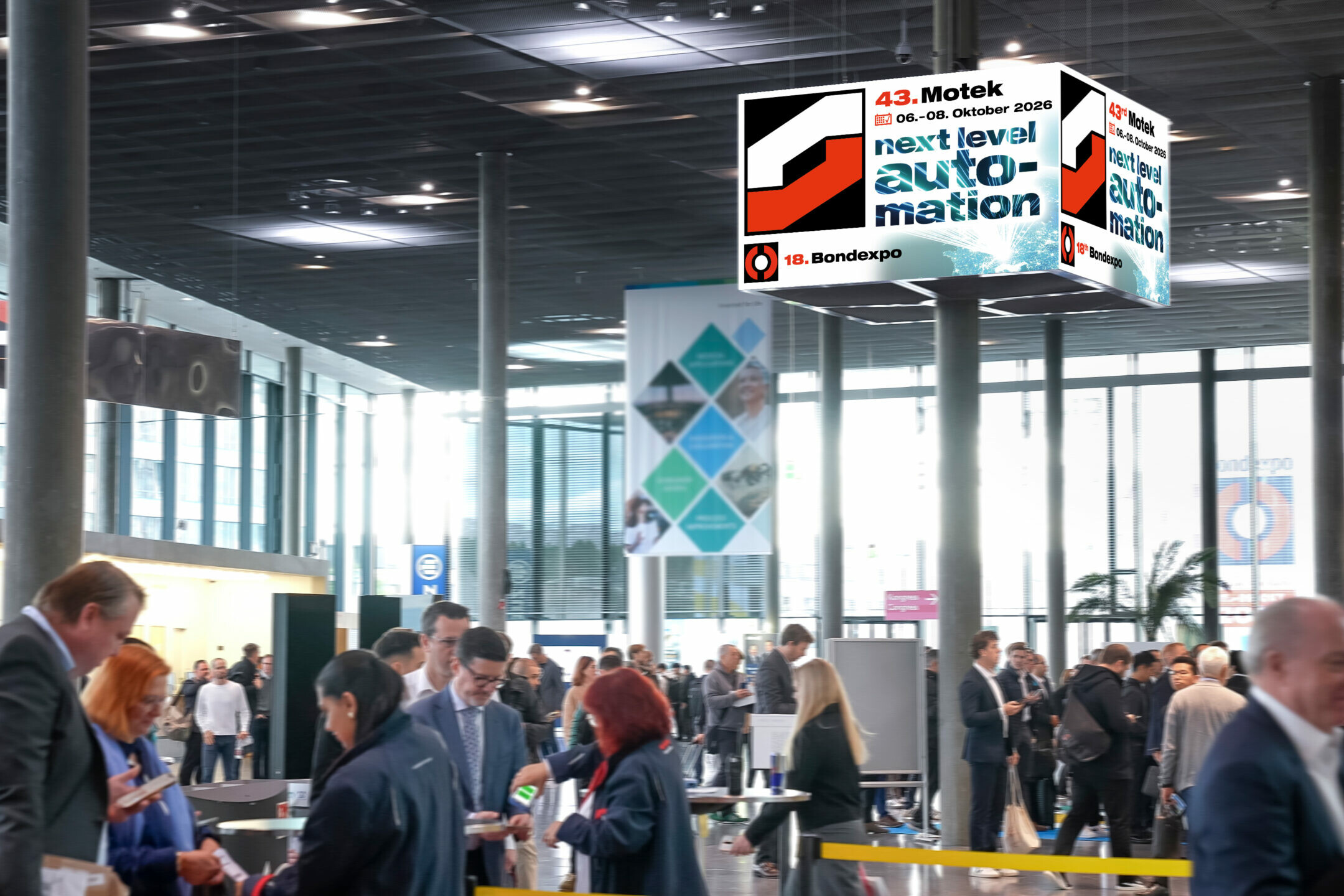 Bondexpo Internationale Fachmesse für Klebtechnologie Motek Bondexpo Foyer Qube scaled uai